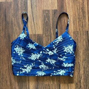 Abercrombie & Fitch Blue Floral Wrap Crop Top